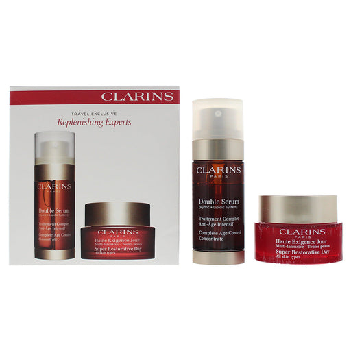 Clarins 2 Piece Gift Set: Double Serum 30ml - Super Restorative Day Cream 50ml - Gift Set at MyPerfumeShop by Clarins