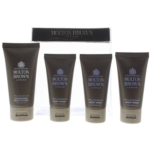 Molton Brown White Sandalwood 4 Piece Gift Set: Body Lotion 50ml - 3 x Body Wash 30ml - Gift Set at MyPerfumeShop by Molton Brown