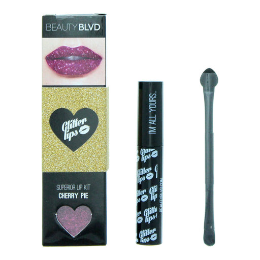 Beauty Blvd Glitter Lips Cherry Pie 3 Piece Gift Set: Gloss Bond 3.5ml - Glitter 3g - Lip Brush - Gift Set at MyPerfumeShop by Beauty Blvd