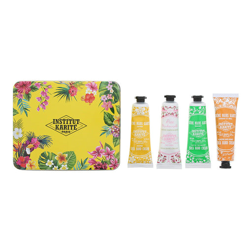 Institut Karite Paris Jungle In Paradise Shea Gift Set 4 x Tube Hand Cream 30ml - Lily Of The Valley - Jasmine -Rose Mademoiselle - Almond And Honey - GLITTER ADHESIVE at MyPerfumeShop by Institut Karite Paris