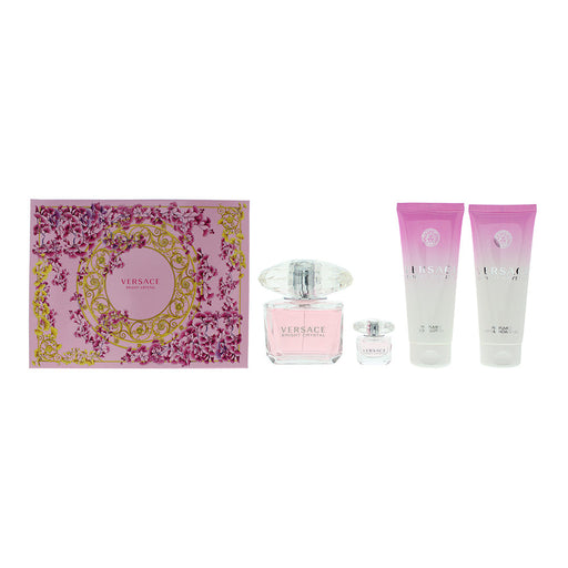 Versace Bright Crystal Gift Set 90ml EDT + 100ml Body Lotion + 100ml Shower Gel + 5ml EDT - Fragrance at MyPerfumeShop by Versace