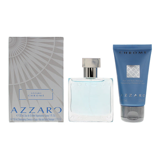 Azzaro Chrome 2 Piece Gift Set: Eau De Toilette 30ml - Hair And Body Shampoo 50ml - Beauty and Cosmetics at MyPerfumeShop by Azzaro