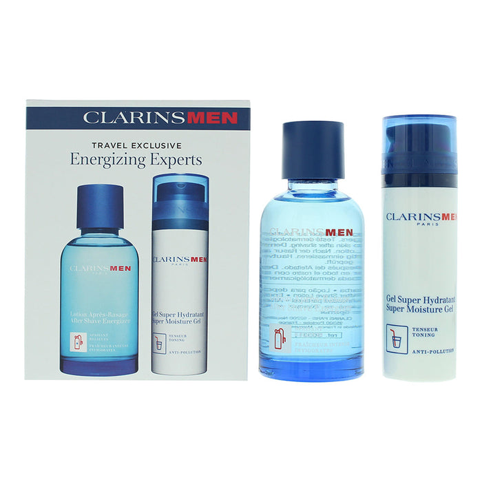 Clarins Men Energizing Experts 2 Piece Gift Set: Aftershave Energizer 100ml - Super Moisture Gel 50ml - Gift Set at MyPerfumeShop by Clarins