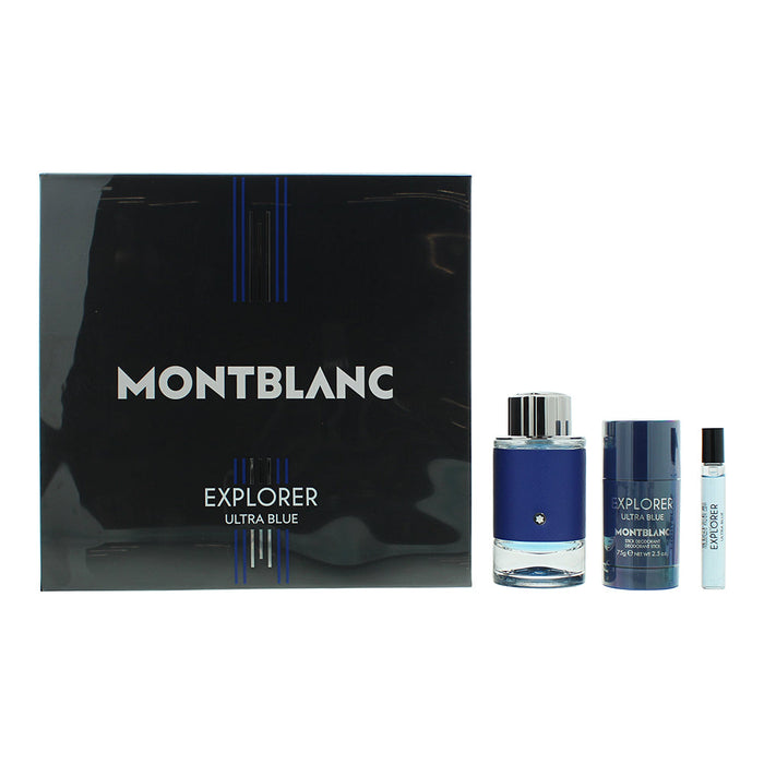 Montblanc Explorer Ultra Blue 3 Piece Gift Set: Eau De Parfum 100ml - Eau De Parfum 7.5ml - Deodorant - Gift Set at MyPerfumeShop by Montblanc