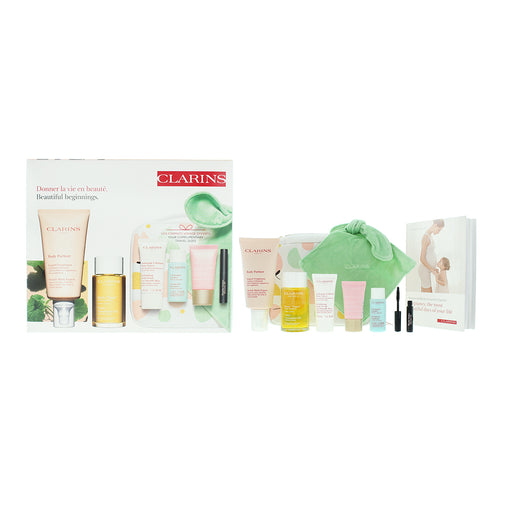 Clarins Beautiful Beginnings Marternity 5 Piece Gift Set: Body Oil 100ml - Body Scrub 30ml - Day Cream 15ml - Legs Emulsion 30ml - Mascara 3ml - Body - Fragrance at MyPerfumeShop by Clarins