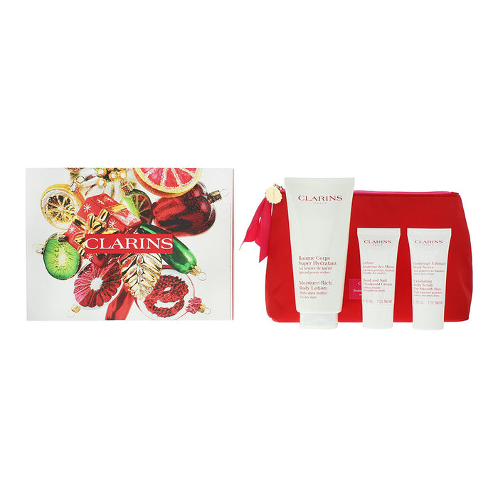 Clarins Moisture-Rich 4 Piece Gift Set: Body Lotion 200ml - Body Scrub 30ml - Hand  Nail Treatment 30ml - Pouch n/a - Sets & Kits at MyPerfumeShop by Clarins