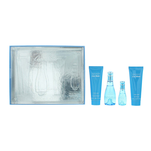 Davidoff Cool Water Woman 4 Piece Gift Set: Eau de Toilette 50ml - Eau de Toilette 15ml - Body Lotion 75ml - Shower Gel 75ml - Gift Set at MyPerfumeShop by Davidoff