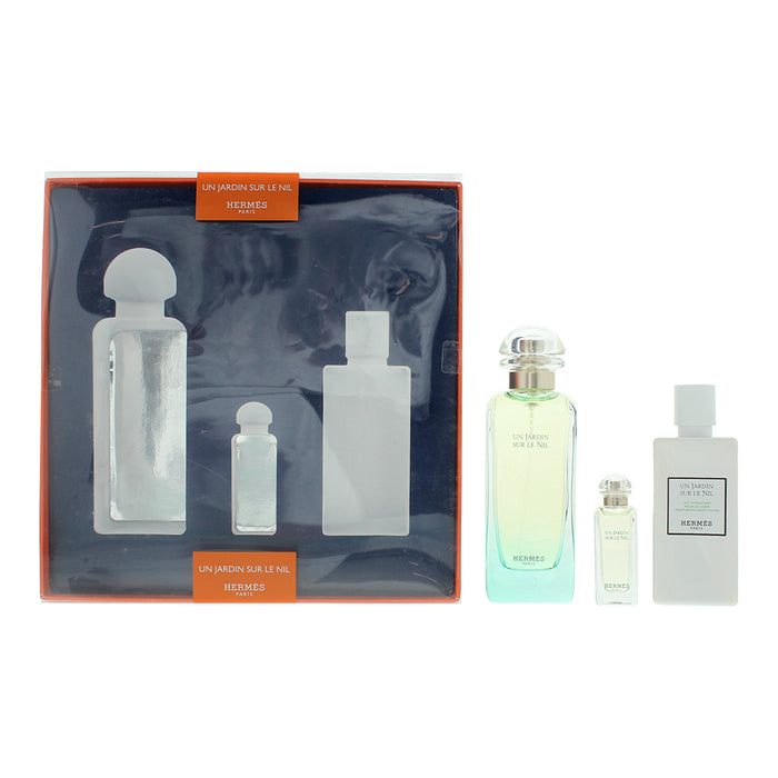 Hermès Un Jardin Sur Le Nil 3 Piece Gift Set: Eau de Toilette 100ml - Eau de Toilette 7.5ml - Body Lotion 80ml - Gift Set at MyPerfumeShop by Hermès