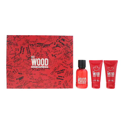 Dsquared2 Red Wood 3 Piece Gift Set: Eau de Toilette 50ml - Shower Gel 50ml - Body Lotion 50ml - Gift Set at MyPerfumeShop by Dsquared2