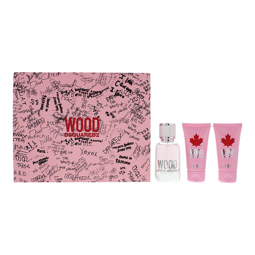 Dsquared2 Wood For Her 3 Piece Gift Set: Eau de Toilette 50ml - Shower Gel 50ml - Body Lotion 50ml - GIFT SET at MyPerfumeShop by DSQUARED2