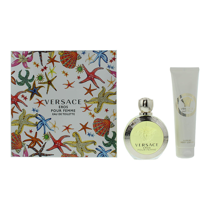 Versace Eros Pour Femme 2 Piece Gift Set: Eau de Toilette 100ml - Body Lotion 15 - Default Title - Gift Set at MyPerfumeShop by Versace