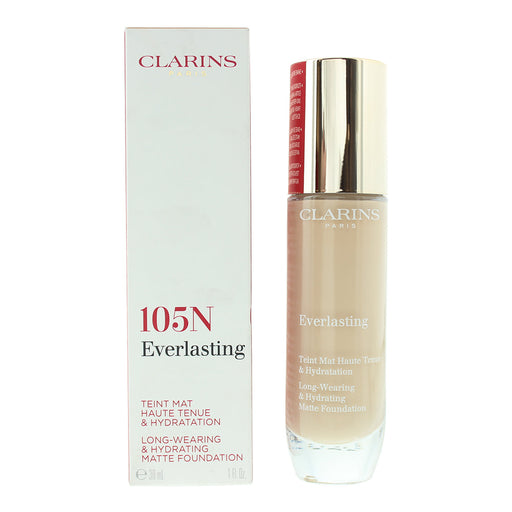 Clarins Everlasting Long Wearing  Hydrating 105N Nude Matte Foundation 30ml - Default Title - Foundation at MyPerfumeShop by Clarins