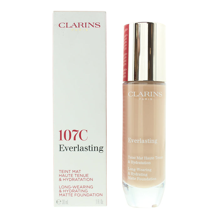 Clarins Everlasting Long Wearing  Hydrating 107C Beige Matte Foundation 30ml - Default Title - Foundation at MyPerfumeShop by Clarins