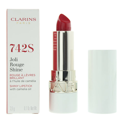 Clarins Joli Rouge Shine 742 S Pretty Red Lipstick 4g - Default Title - Lipstick at MyPerfumeShop by Clarins