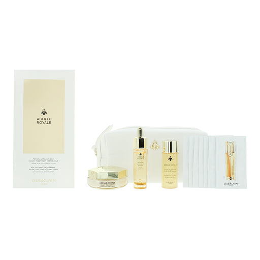 Guerlain Abeille Royale Gift Box 5 Piece Gift Set: Day Cream 50ml - Lotion 40ml - Oil 15ml - Serum 7 x 0.6ml - Pouch