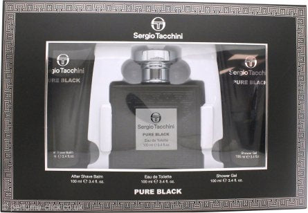 Sergio Tacchini Pure Black Gift Set 100ml EDT + 100ml Shower Gel + 100ml Aftershave Balm - Eau De Toilette at MyPerfumeShop by Sergio Tacchini