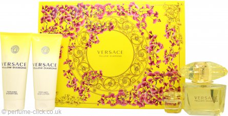 Versace Yellow Diamond Gift Set 90ml EDT + 100ml Body Lotion + 100ml Shower Gel + 5ml EDT - Eau De Toilette at MyPerfumeShop by Versace