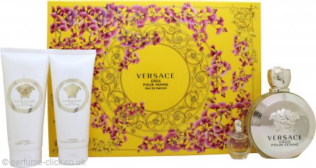 Versace Eros pour Femme Gift Set 100ml EDP + 5ml EDP + 100ml Body Lotion + 100ml Shower Gel - Fragrance at MyPerfumeShop by Versace