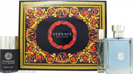 Versace Pour Homme Dylan Blue Gift Set 100ml EDT + 10ml EDT + 75g Deodorant Stick - Eau De Toilette at MyPerfumeShop by Versace