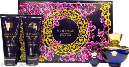 Versace Pour Femme Dylan Blue Gift Set 100ml EDP + 5ml EDP + 100ml Shower Gel + 100ml Body Lotion - Fragrance at MyPerfumeShop by Versace