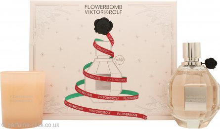 Viktor & Rolf FlowerBomb Christmas Edition Gift Set 100ml EDP + 70g Candle - Fragrance at MyPerfumeShop by Viktor & Rolf