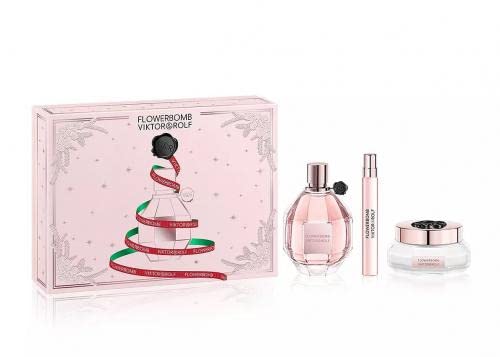 Viktor & Rolf FlowerBomb Christmas Edition Gift Set 100ml EDP + 10ml EDP Travel Spray + 200ml Body Cream - Eau de Parfum at MyPerfumeShop by Viktor & Rolf