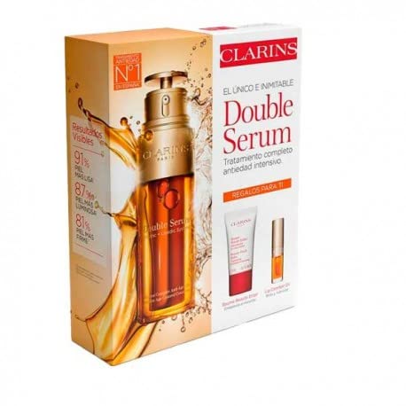 Clarins Double Serum Gift Set 50ml Double Serum + 15ml Beauty Flash Balm + 2.8ml Lip Comfort Oil - 01 Honey - Anti-Ageing at MyPerfumeShop by Clarins