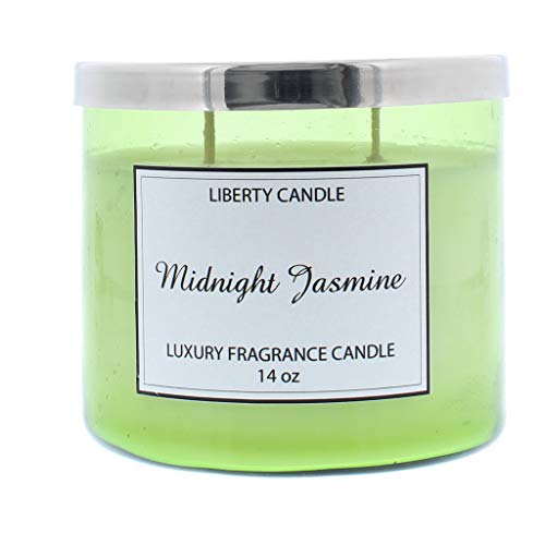 Liberty Candles Scented Candle 14oz Twin Wick Premium Soy Wax Blend Coloured Glass Jar in Midnight Jasmine Fragance - Candles at MyPerfumeShop by Liberty Candles