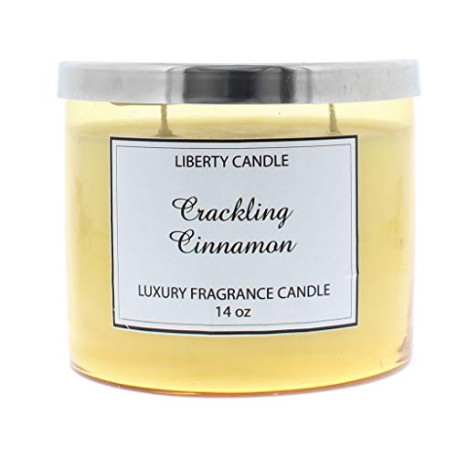 Liberty Candles Scented Candle 14oz Twin Wick Premium Soy Wax Blend Coloured Glass Jar in Crackling Cinnamon Fragance - Candles at MyPerfumeShop by Liberty Candles