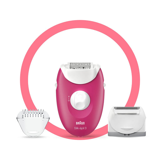 Braun Silk-épil 3-420, Epilator for Long-Lasting Hair Removal - White/Pink - Epilator at MyPerfumeShop by Braun