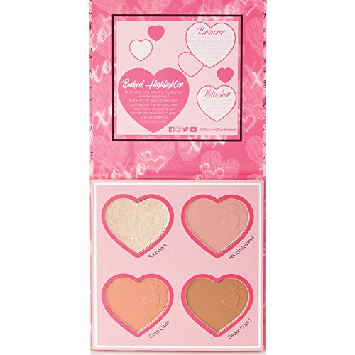 Sunkissed Cupids Match Face Palette - 2.5g Baked Highlighter 3.2g Blusher and 3.2g Bronzer - Cosmetics at MyPerfumeShop by Sunkissed