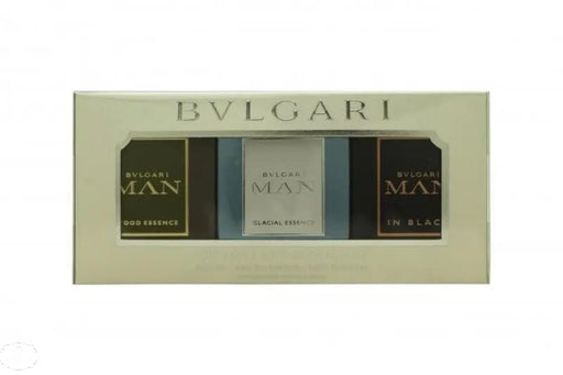 Bvlgari Man Gift Set 15ml Man In Black EDP + 15ml Man Glacial Essence EDP + 15ml Man Wood Essence EDP - For Him at MyPerfumeShop by Bvlgari