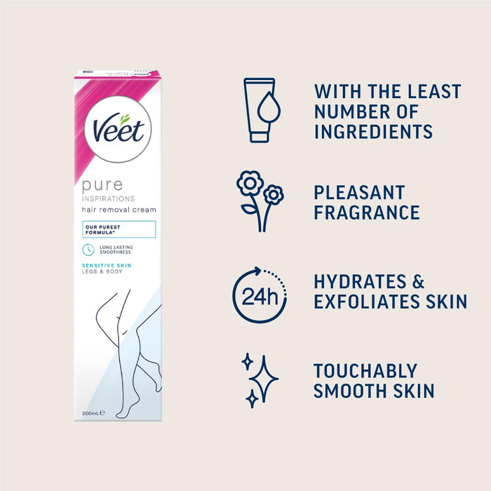 Veet Pure Inspirations Hair Removal Cream Sensitive - 200ml - Hair Removal at MyPerfumeShop by Veet