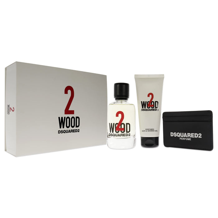 DSquared² 2 Wood Gift Set 100ml EDT + 100ml Shower Gel + Cardholder - Fragrance at MyPerfumeShop by DSquared²