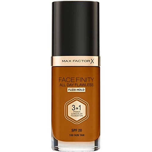 Max Factor Face Finity All Day Flawless 3 In 1 100 Sun Tan Foundation 30ml - Foundations at MyPerfumeShop by Max Factor