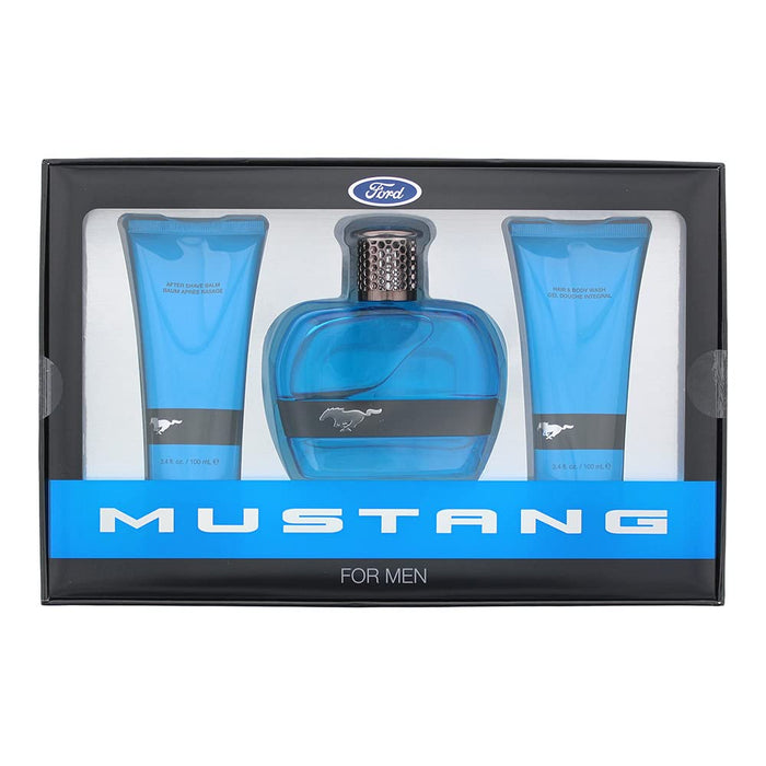 Mustang Blue Gift Set 100ml EDT + 100ml Aftershave Balm + 100ml Hair & Body Wash - Eau de Toilette at MyPerfumeShop by Mustang