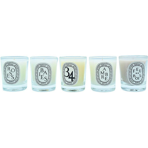 Diptyque Mini Scented Candles Gift Set 35g Baies + 35g Roses + 35g 34 Boulevard Saint-Germain + 35g Ambre + 35g Feu de Bois - Candle Sets at MyPerfumeShop by Diptyque