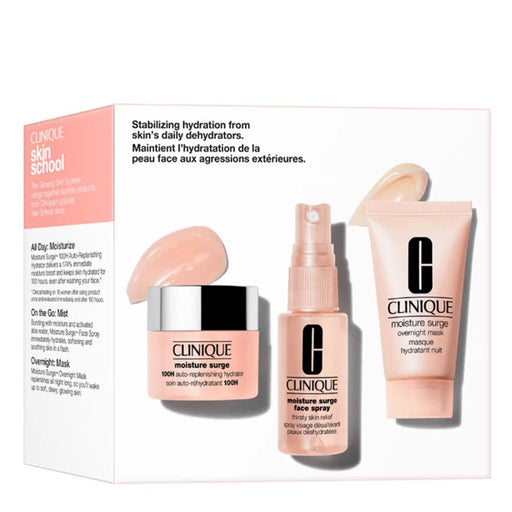 Clinique Moisture Surge Skin School Gift Set 15ml Replenishing Hydrator + 30ml Face Spray + 30ml Overnight Mask - Face Moisturisers at MyPerfumeShop by Clinique