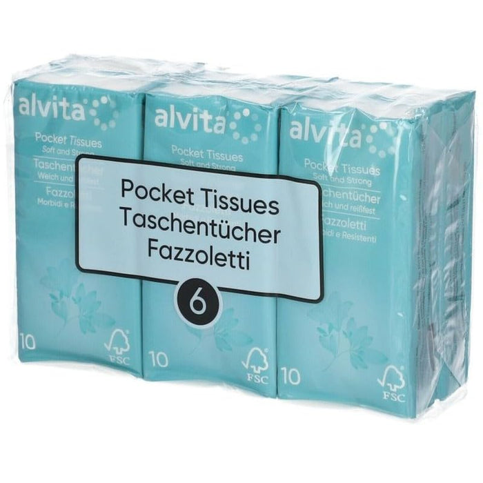 Alvita Tissues Pocket Pack 6x10 - Cotton Wool. Tissues. Wipes at MyPerfumeShop by Alvita