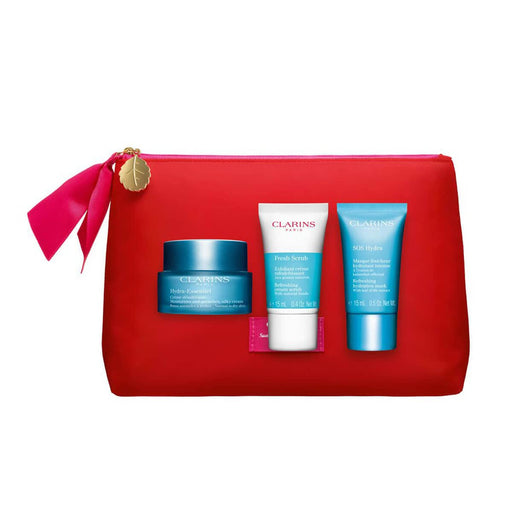 Clarins Hydra-Essentiel 4 Piece Gift Set: Day Cream 50ml - Fresh Scrub 15ml - SOS Hydra Mask 15ml - Pouch n/a - PlayStation 5 at MyPerfumeShop by Clarins