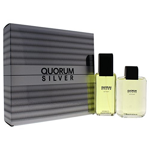 Antonio Puig Quorum Silver Gift Set 100ml EDT + 100ml Aftershave - Perfume & Cologne at MyPerfumeShop by Antonio Puig