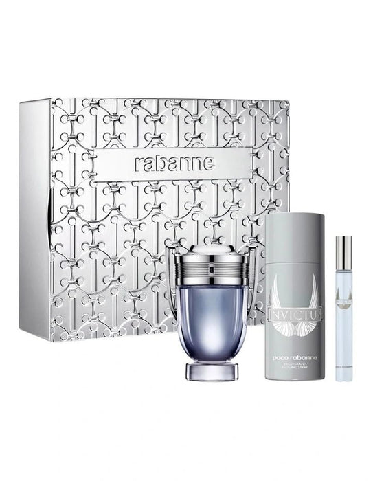 Paco Rabanne Invictus 3 Piece Gift Set: Eau de Toilette 100ml - Deodorant Spray - Gift Set at MyPerfumeShop by Paco Rabanne