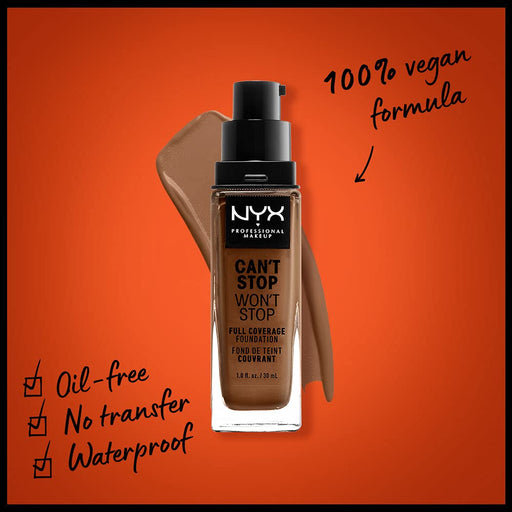 NYX Can't Stop Won't Stop Full Coverage 24H Foundation 30ml - Cappuccino - Foundations at MyPerfumeShop by NYX