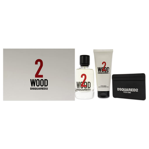 DSquared² 2 Wood Gift Set 100ml EDT + 100ml Shower Gel + Cardholder - Fragrance at MyPerfumeShop by DSquared²