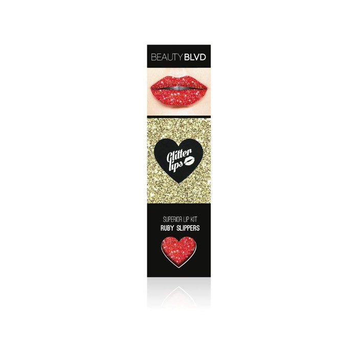 Beauty Blvd Glitter Lips Ruby Slippers 3 Piece Gift Set: Gloss Bond 3.5ml - Glitter 3g - Lip Brush - Gift Set at MyPerfumeShop by BEAUTYBLVD