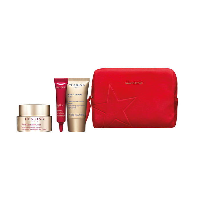 Clarins Nutri-Lumiere 50ml Nourishing Day Cream + 7ml Total Eye Lift + 15ml Nourishing Night Cream + 0.9ml Double Serum Set