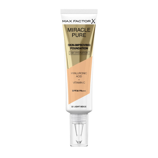 Max Factor Miracle Pure Skin-Improving Foundation SPF30 30ml - 32 Light Beige - Foundations at MyPerfumeShop by Max Factor