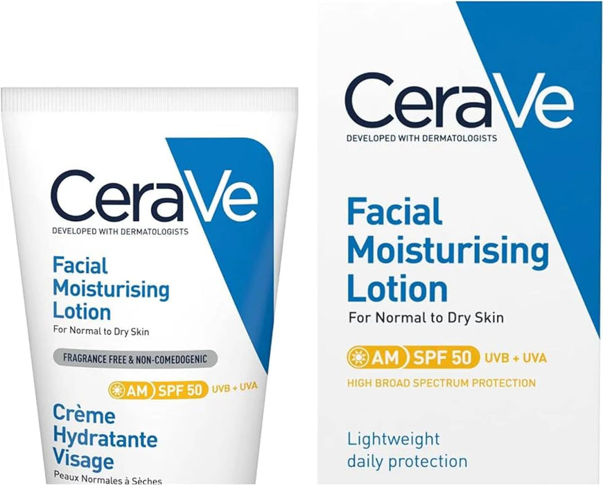 CeraVe Facial Moisturising Lotion AM SPF 50 - 52ml - Regime Skin Care at MyPerfumeShop by Cerave