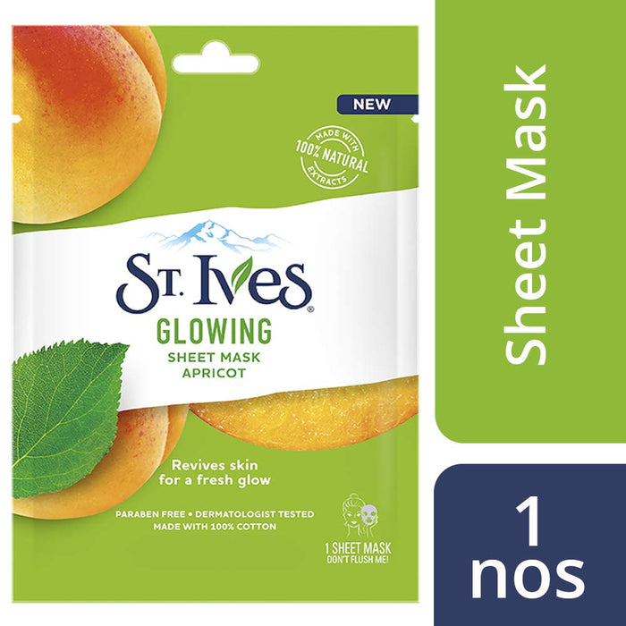 St. Ives Glowing Apricot Sheet Mask 23ml - 1 Sheet - Masks & Peels at MyPerfumeShop by St. Ives