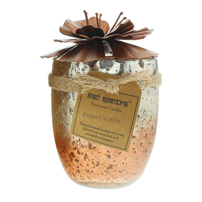 Bali Mantra Hibiscus Glass Copper Candle 500g - French Vanilla - Candle at MyPerfumeShop by Bali Mantra